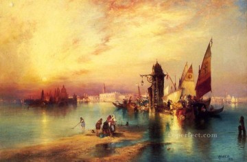  Moran Art Painting - Venice boats Thomas Moran Beach